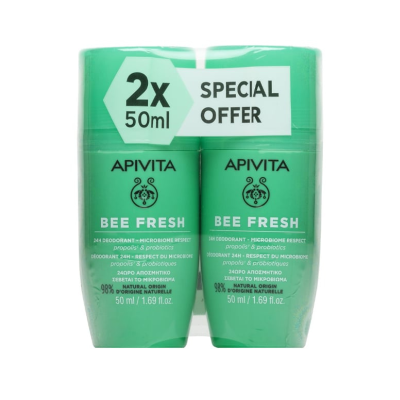 7538835 Apivita Pack Bee Fresh Deo 24H 2x50ml | -50% 2ªUnidade | Desodorizante sem Alumínio