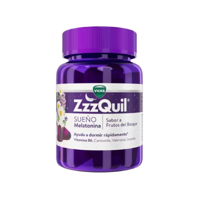 7492595 Vicks ZzzQuil SONO Gomas 30 Unidades | Melatonina + Plantas | Sabor Frutos Bosque