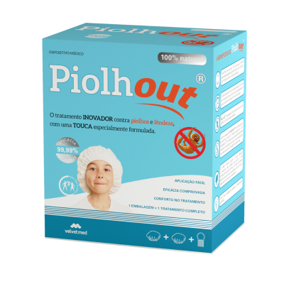 7298364 Piolhout Kit Touca Anti-Piolhos | 2 Toucas + Pente | Tratamento Natural