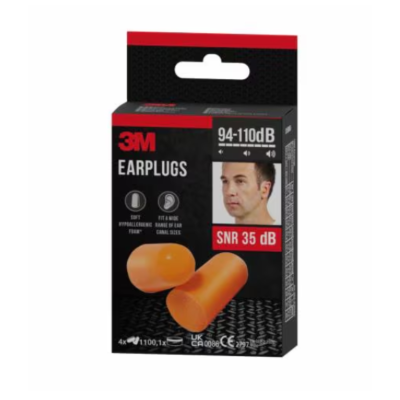 5902658102141 3M Tampões Auriculares 1100 | SNR 35 dB | 4 Pares + Caixa | Proteção contra Ruído