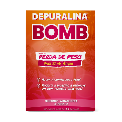 6063883 Depuralina Bomb Effect 60 Cápsulas | Ação 5 em 1 | Sinertol para Queima de Gordura | Suporte Perda de Peso