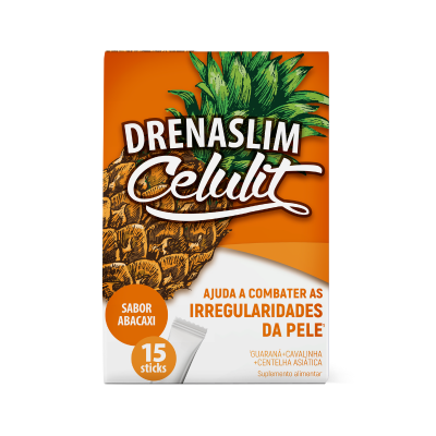 7266874 Drenaslim Celulit Sticks 15 Saquetas | Sabor Abacaxi | Ação na Celulite | Guaraná + Centelha Asiática