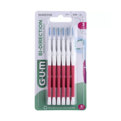 6104448 Gum BI-DIRECTION Escovilhões 1.2mm | Com Clorexidina | Para Pontes e Implantes | 6 Unidades