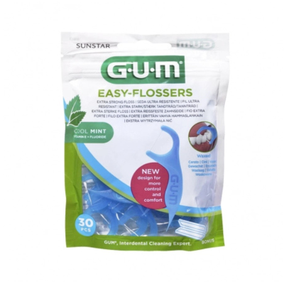 6122093 Gum Easy-Flossers Fio Dentário com Pega 30 Unid. | Sabor a Menta | Prático e Eficaz