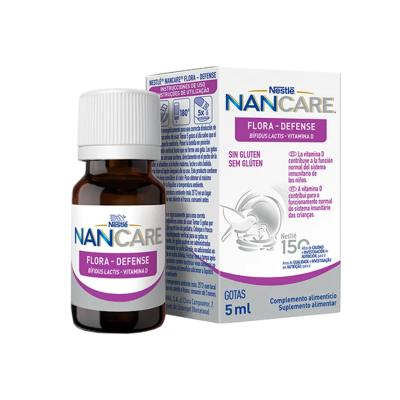 7297630 NANCARE FLORA-DEFENSE Gotas 5ml | Probiótico B. lactis + Vitamina D | Para Defesas Imunitárias do Bebé