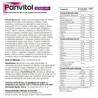 Panvitol Woman 45+ 30 Comprimidos Menopausa Energia | Farmácia d'Arrábida