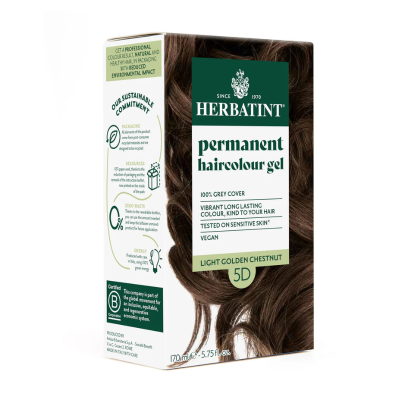 Herbatint 5D Castanho Claro Dourado | Coloração Cabelo Sem Amoníaco | Reflexos Dourados Solares