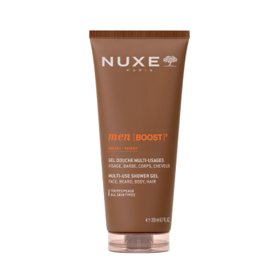 7597955 Nuxe Men Boost Gel de Duche Multiusos 200ml | Gel de Duche 4 em 1 p/ Corpo, Rosto, Cabelo & Barba
