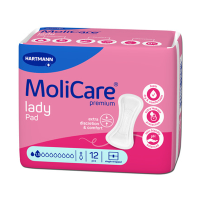 7547943 MoliCare Premium Lady Pad 1.5 Gotas | Pensos Incontinência Ligeira Feminina | Até 29% Mais Finos | SkinGuard®