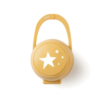 8424568148226 Saro Caixa Porta-chupeta Galaxy Mostarda | Caixa p/ 2 Chupetas | Higiénica e Prática | Evita Perdas | Livre de BPA