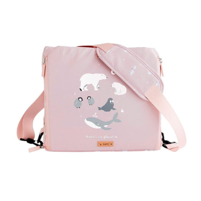 8424568000081 Saro Cadeira Portátil 2 em 1 Padrão Polar Rosa | Cadeira de Alimentação para Bebé + Bolsa