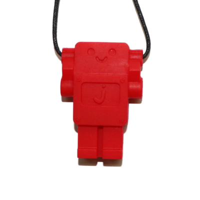 Jellystone Colar Mordedor Robot Vermelho | Silicone Alimentar para Ansiedade Infantil | Comp 30cm