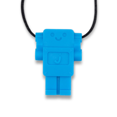 Jellystone Colar Mordedor Robô Azul | Silicone Alimentar para Ansiedade Infantil | Comp 30cm