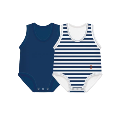 8056209781167 JBimbi Body Verão Pack 2un Azul Escuro 0-36 Meses | Algodão Bio | Tamanho Único Ajustável