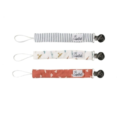 810044798944 Copper Pearl Set de 3 Clipes para Chupeta Padrão Ace | Pinça Aço Inox + Correia Flexível