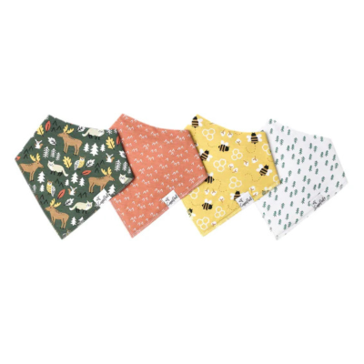 1002196 Copper Pearl Bandanas Bibs Padrão Atwood | Conjunto de 4 | Ajustável 3-36 Meses