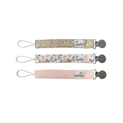 1002221 Copper Pearl Clipes para Chupeta Padrão Autumn | Set de 3 Clipes para Prender na Chupeta