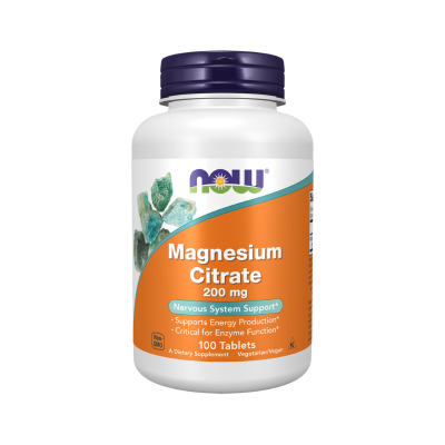 NOW Magnesium Citrate 200mg 100 Comprimidos | Elevada Absorção | Energia e Relaxamento