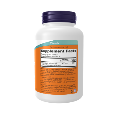 NOW Magnesium Citrate 200mg 100 Comprimidos | Farmácia d'Arrábida