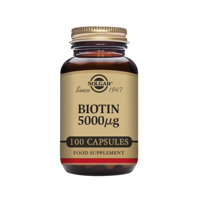Solgar Biotina 5000ug 100 Cápsulas | Cabelo, Pele e Energia | Vegan