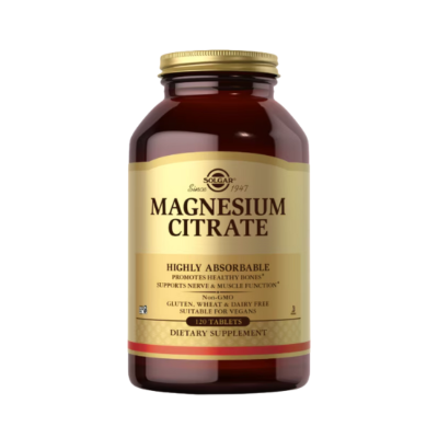 Solgar Magnesium Citrate 120 Comprimidos | Citrato de Magnésio | Função Muscular
