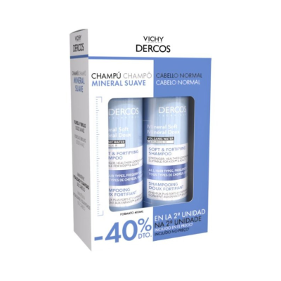 7588822 Dercos Pack Duo Mineral Soft Champô Suave 2x400ml | Uso Diário | Fortificante