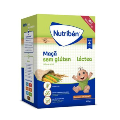 7275917 Nutribén Papa Láctea Maçã sem Glúten 600g 4+ meses | Preparar com água