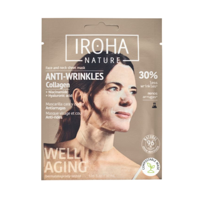 8436036431549 Iroha Well Aging Anti-Wrinkles Collagen Máscara Facial e Pescoço | Reduz rugas, melhora firmeza