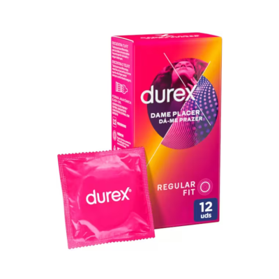 6109009 Durex Preservativos Dá-me Prazer 12 unidades | Com Pontos e Estrias | Estimulação Extra