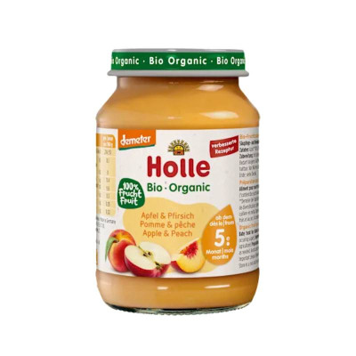 7640230491785 Holle Papa Fruta Maçã e Pêssego 190g +5m | Biológico e Sem Glúten