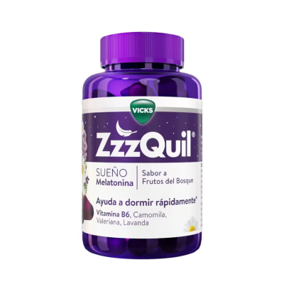 7492603 Vicks ZzzQuil SONO Gomas 60 Uni. | Melatonina + Plantas | Sabor Frutos Bosque