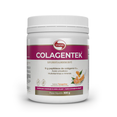 Vitafor Colagentek Pó Tangerina Colágenio Hidrolisado 300g | Pele, Cabelo, Unhas e Articulações