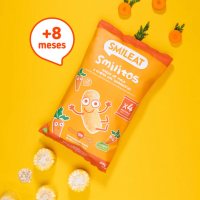 Smileat Smilitos +8M Milho Aveia Cenoura 4x12g  | Farmácia d'Arrábida