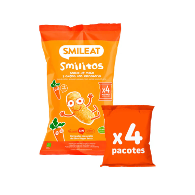 Smileat Smilitos +8Meses Milho Aveia Cenoura 4x12g | Snack Bebé