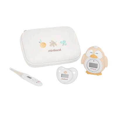 Miniland Thermokit Kit 3 Termómetros | Corporal + Chupeta + Banho | Alerta de Febre | Bolsa Incluída
