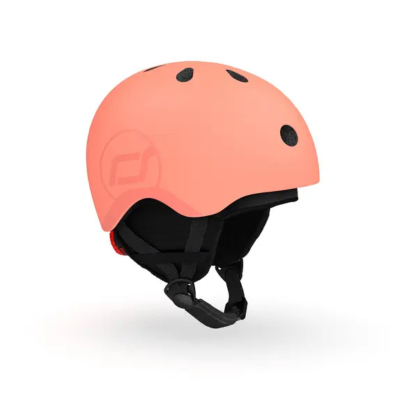 Scoot&Ride Capacete Infantil Trotinete S-M Pêssego 51–55cm | Com Luz LED e Fecho Magnético