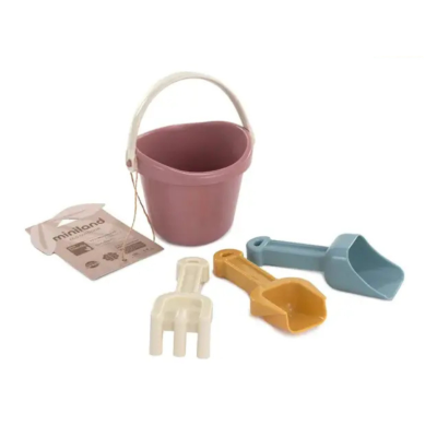 8413082322601 Miniland Conjunto de Praia Pequeno Rosa Eco | Conjunto Balde, Pá, Ancinho e Peneira