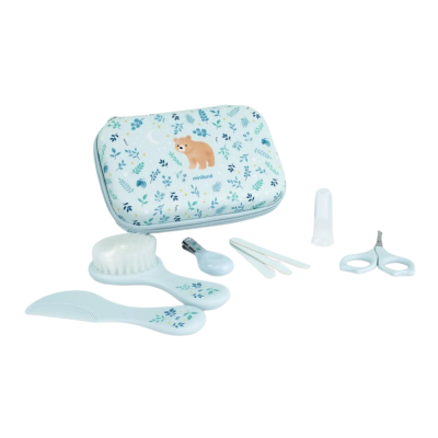 Miniland Bear Baby Kit Higiene Bebé | 6 Acessórios com Estojo | Tesoura, Escova, Mordedor