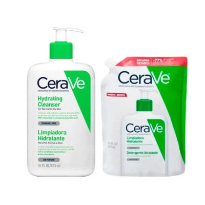 Cerave Pack Creme Hidratante Limpeza 473ml + Recarga | Farmácia d'Arrábida
