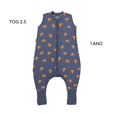 8436579285852 Molis&Co TOG 2.5 +1Ano Macacão Dormir Inverno sem Manga Croissants | Pijama com Meia Antiderrapante