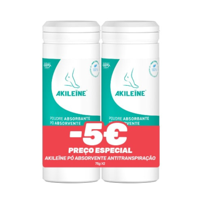 Akileine Pack Pó Antitranspirante Pés 2x75g Preço Especial | Absorve Humidade e Previne Micoses
