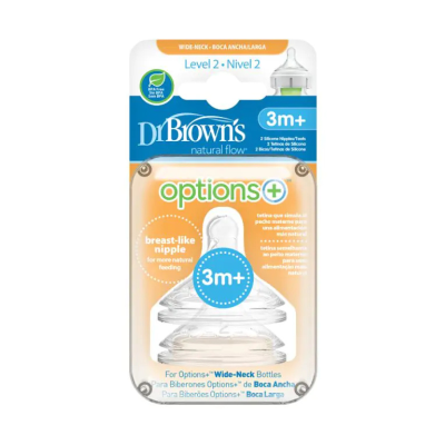 7983924 Dr. Brown's Options+ Tetina Nível 2 Boca Larga +3M | Fluxo Médio