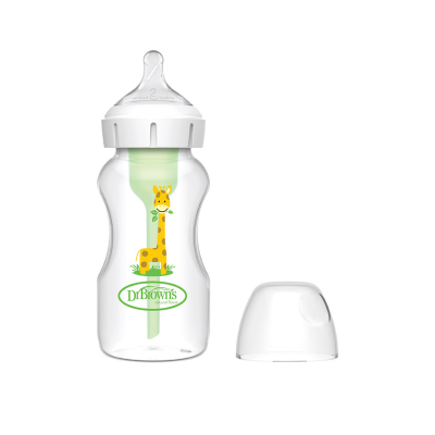 0072239328781 Dr. Brown's Biberão Anticólicas Options+ Boca Larga Girafa +3Meses 270ml | Tetina que Imita o Peito