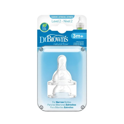 7983973 Dr. Brown's Tetina Boca Estreita Nível 2 +3 Meses | Silicone Médico