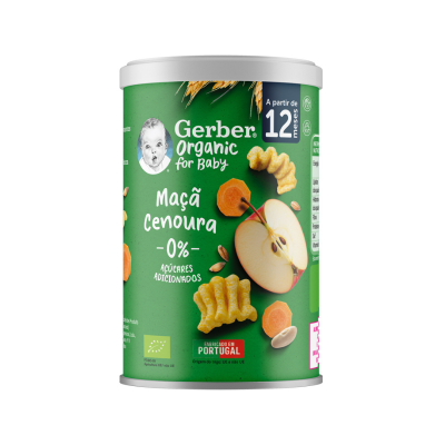 7595520 Gerber Organic Snack Maçã Cenoura 35g +12M | Prático e nutritivo