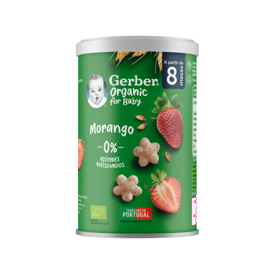 7595538 Gerber Organic Snack Morango 35g +8M | Prático e nutritivo