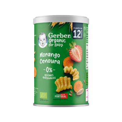 Gerber Organic Snack Morango Cenoura 35g +12M |