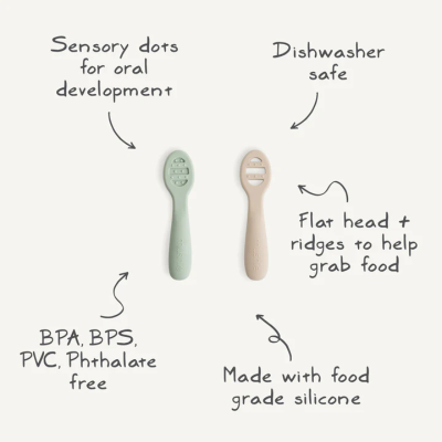 Mushie A Minha Primeira Colher Pack 2 Blush/Shif Sand 6m+ | Farmácia d'Arrábida