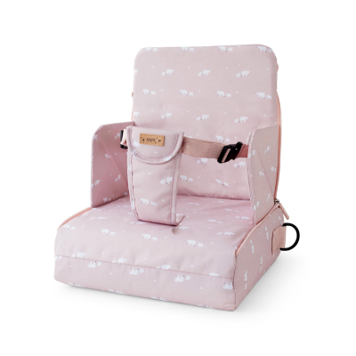 8424568000081 Saro Cadeira Refeição Portátil 2 em 1 Padrão Polar Rosa | Cadeira de Alimentação para Bebé + Bolsa