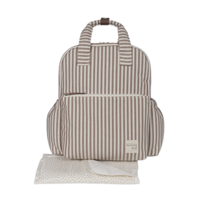 8435748609208 Walking Mum Mochila Maternidade Praliné Strips Moka | Muda fraldas incluído